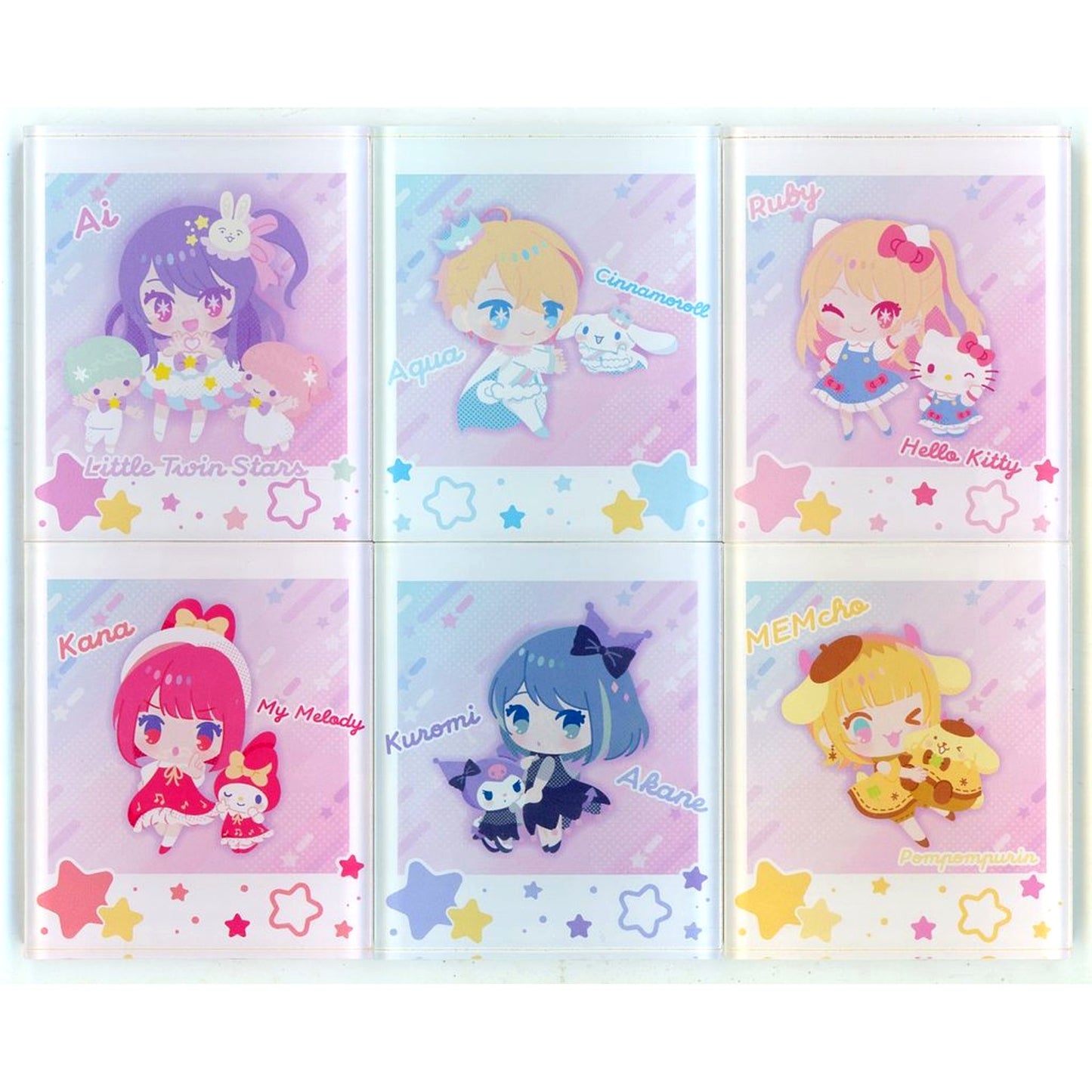 Set of 6 Oshi no Ko x Sanrio Characters Trading Acrylic Block [USED]