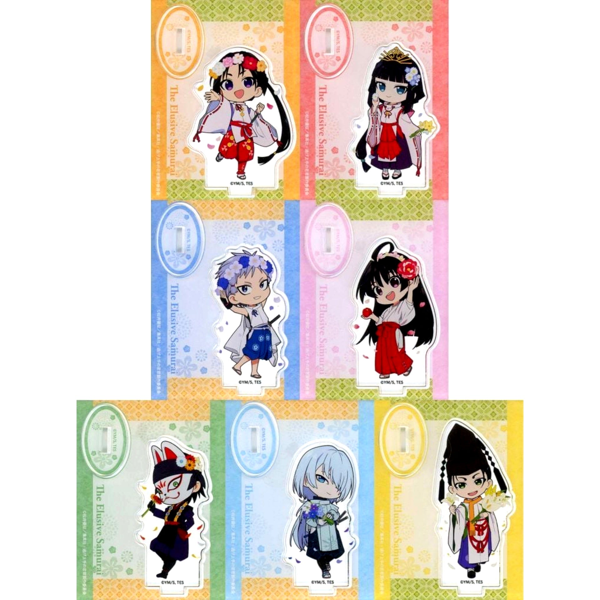 Set of 7 The Elusive Samurai Trading Acrylic Stand Mini Character Ver. POP UP SHOP in Marui [USED]