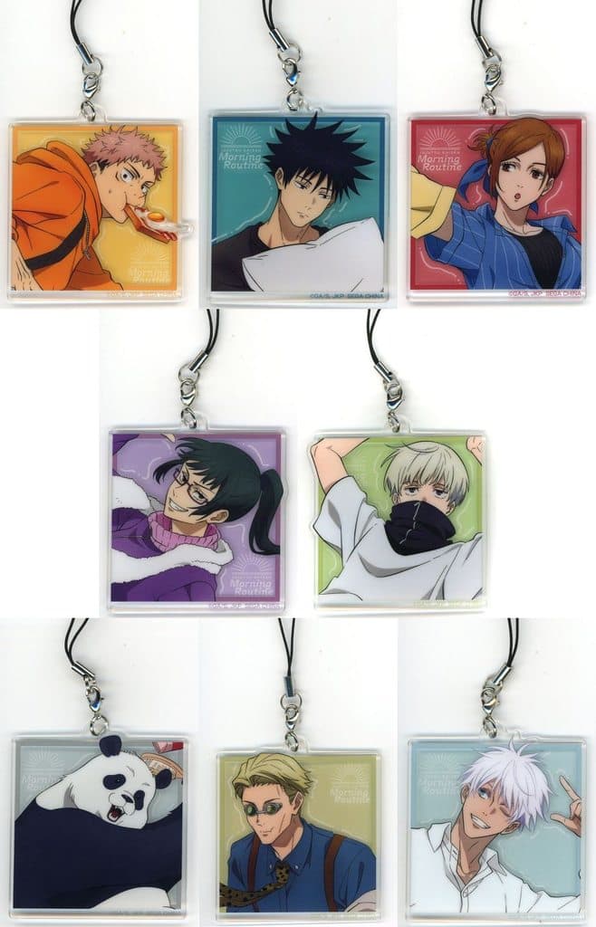 Jujutsu Kaisen Megumi Fushiguro & Others All 8 Types Set Sega Lucky Kuji Morning Routine Acrylic Strap Prize E [USED]