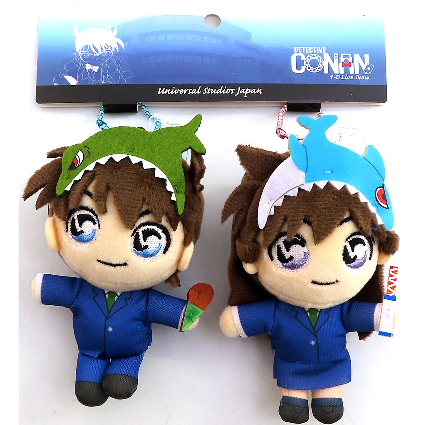Shinichi Kudo Ran Mouri Detective Conan 4-D Live Show Pair Mascot Keychain USJ 2024 Ltd [USED]