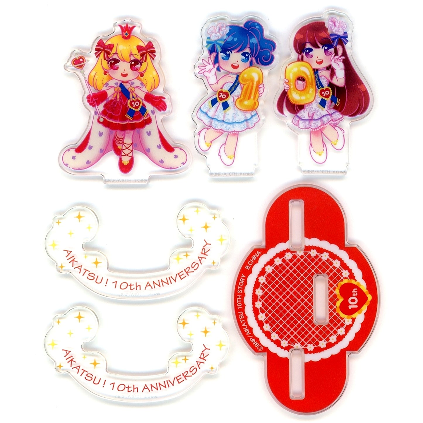 Ichigo Hoshimiya & Aoi Kiriya & Ran Shibuki Aikatsu! 10th Anniversary Yurayura Acrylic Stand Design Mart Limited [USED]