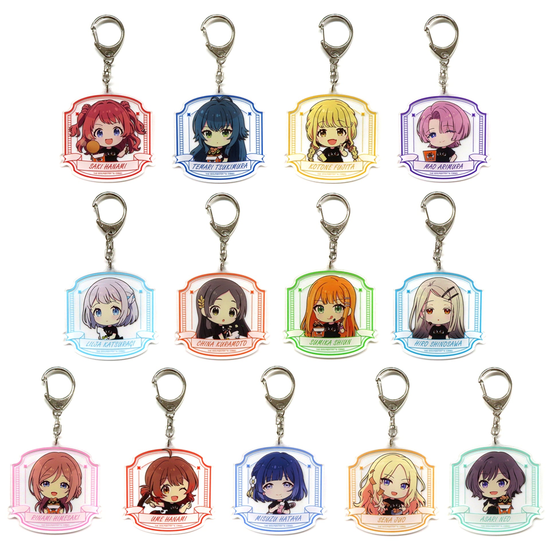 Set of 13 Gakuen Idolmaster x Bakudanyaki Honpo Trading Acrylic Keychain [USED]