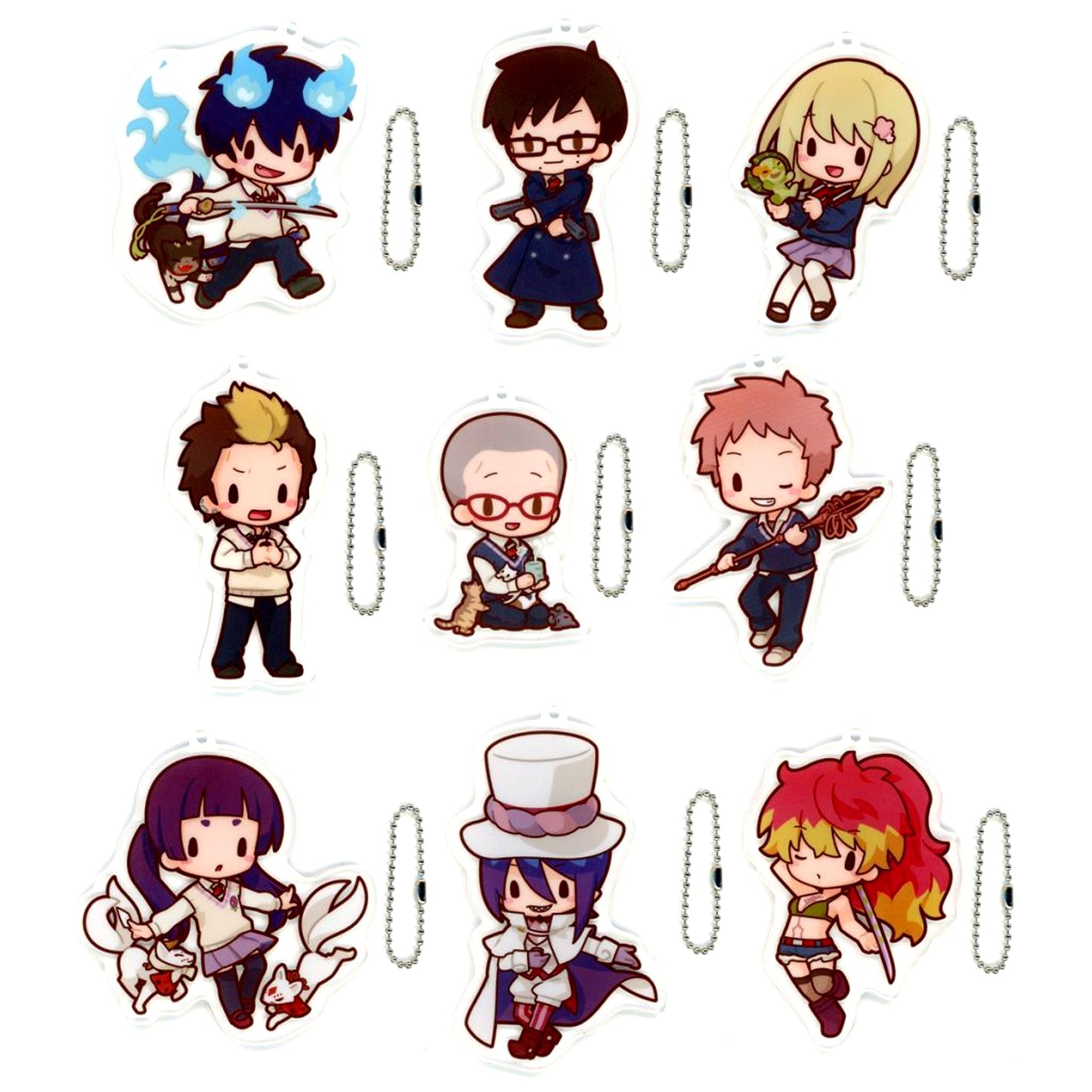 Set of 9 Blue Exorcist Shimane Illuminati Saga Fuwapuchi Acrylic Keychain [USED]