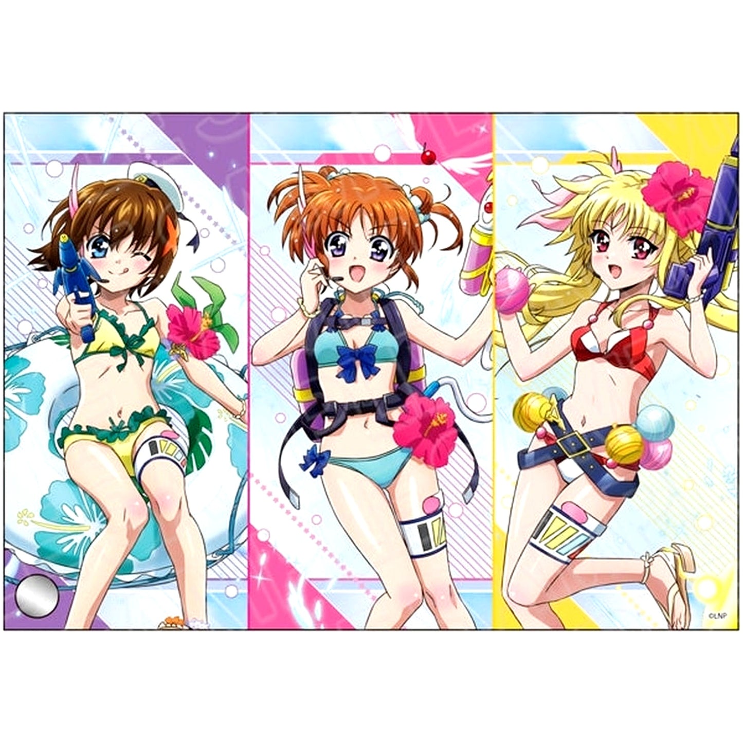Nanoha & Fate & Hayate Water Survival Game Ver. Mini Acrylic Art Magical Girl Lyrical Nanoha Series [USED]