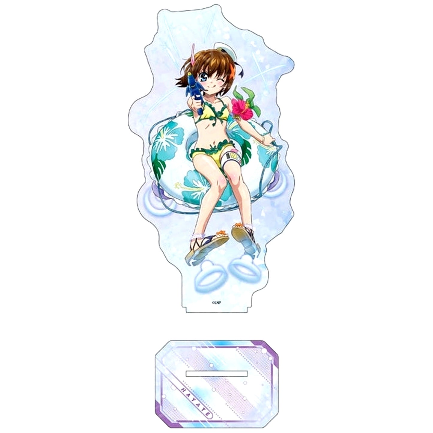 Hayate Yagami Hologram Big Acrylic Stand Water Survival Game Ver. Magical Girl Lyrical Nanoha Series [USED]