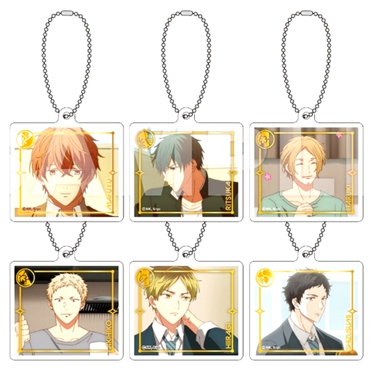 Set of 6 Given Trading Foil Stamped-style Acrylic Keychain Movie Hiiragi mix [USED]