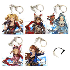 Granblue Fantasy Zeta & Others Acrylic Keychain with Pin Jack Strap Platinum Sky Character1 2017 Limited character1 2017 Goods 5 Piece Set Keychains [USED]