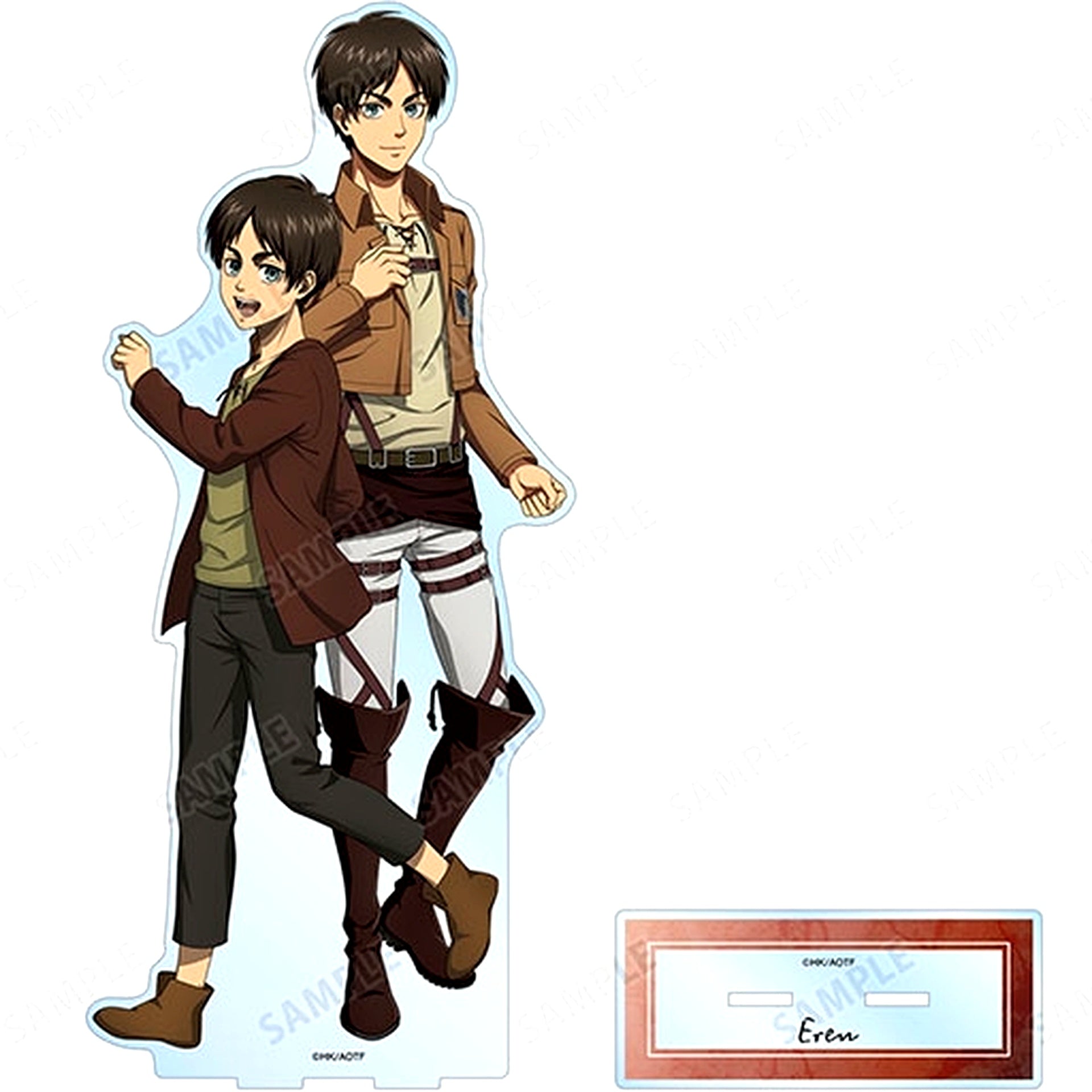 Eren Yeager Attack on Titan Extra Large Acrylic Stand Drawn Illustration Past and Present Ver. [USED]