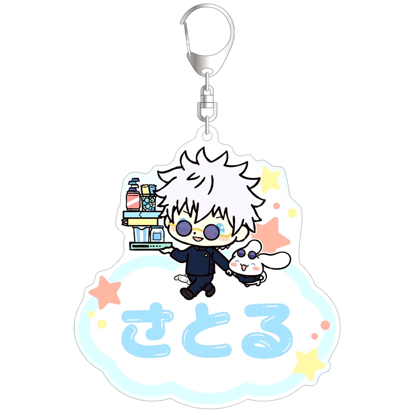 Satoru Gojo x Cinnamoroll Jujutsu Kaisen x Sanrio Characters Name BIG Acrylic Keychain [USED]
