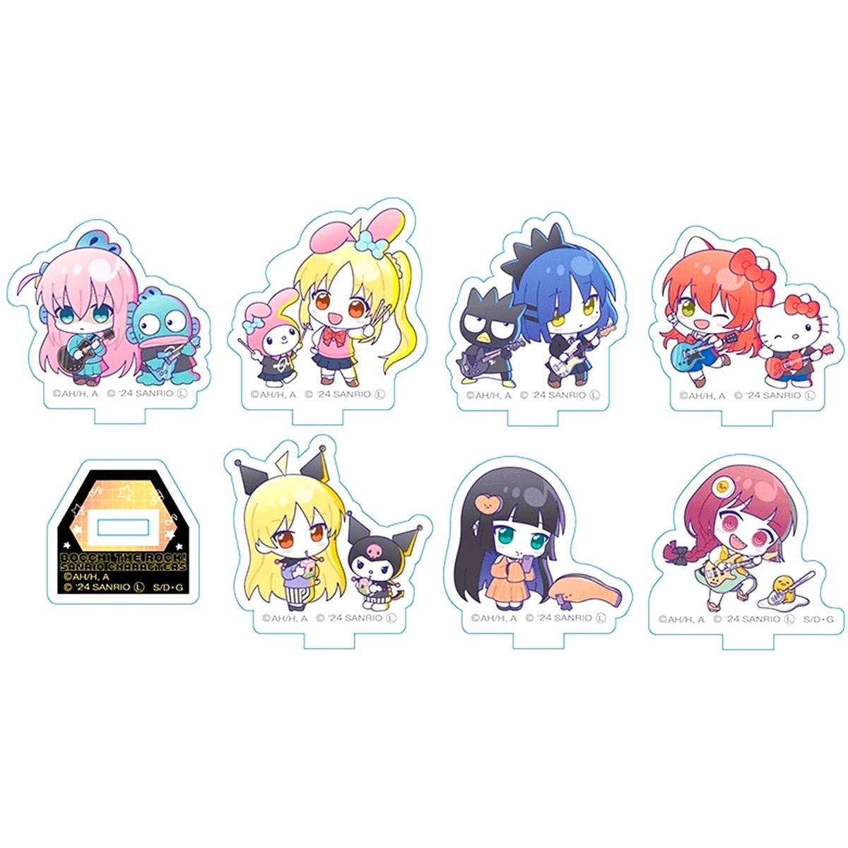 Set of 7 Bocchi The Rock! x Sanrio Characters Mini Acrylic Stand [USED]