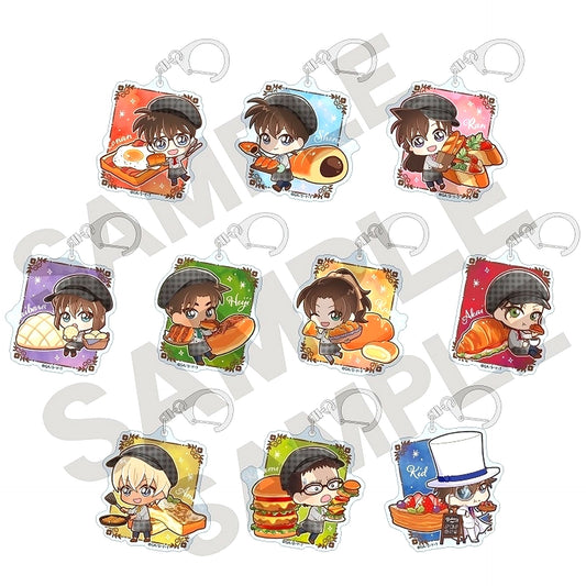 Set of 10 Detective Conan Trading Acrylic Keychain Chara Peco Bakery [USED]