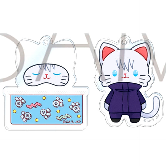 Satoru Gojo Jujutsu Kaisen Season 2 Shibuya Incident withCAT illustration Ver Oyasumi Slide Acrylic Keychain Collection [USED]
