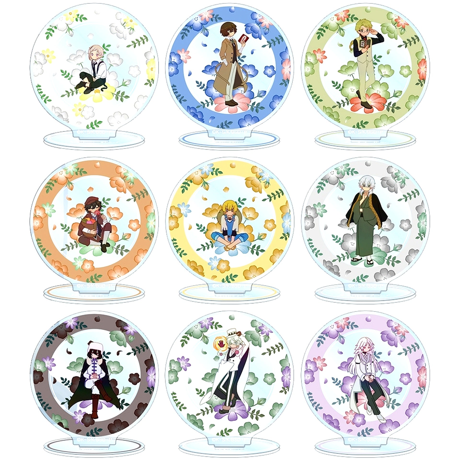 Set of 9 Bungo Stray Dogs Trading Botania Acrylic Stand [USED]