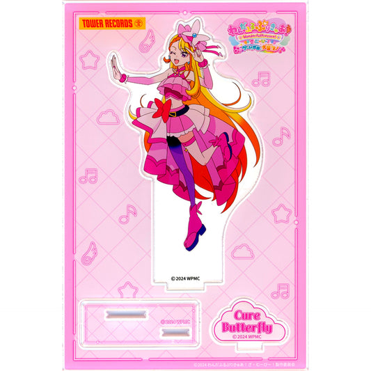 Cure Butterfly Acrylic Stand Wonderful Precure! The Movie! x TOWER RECORDS CAFE [USED]