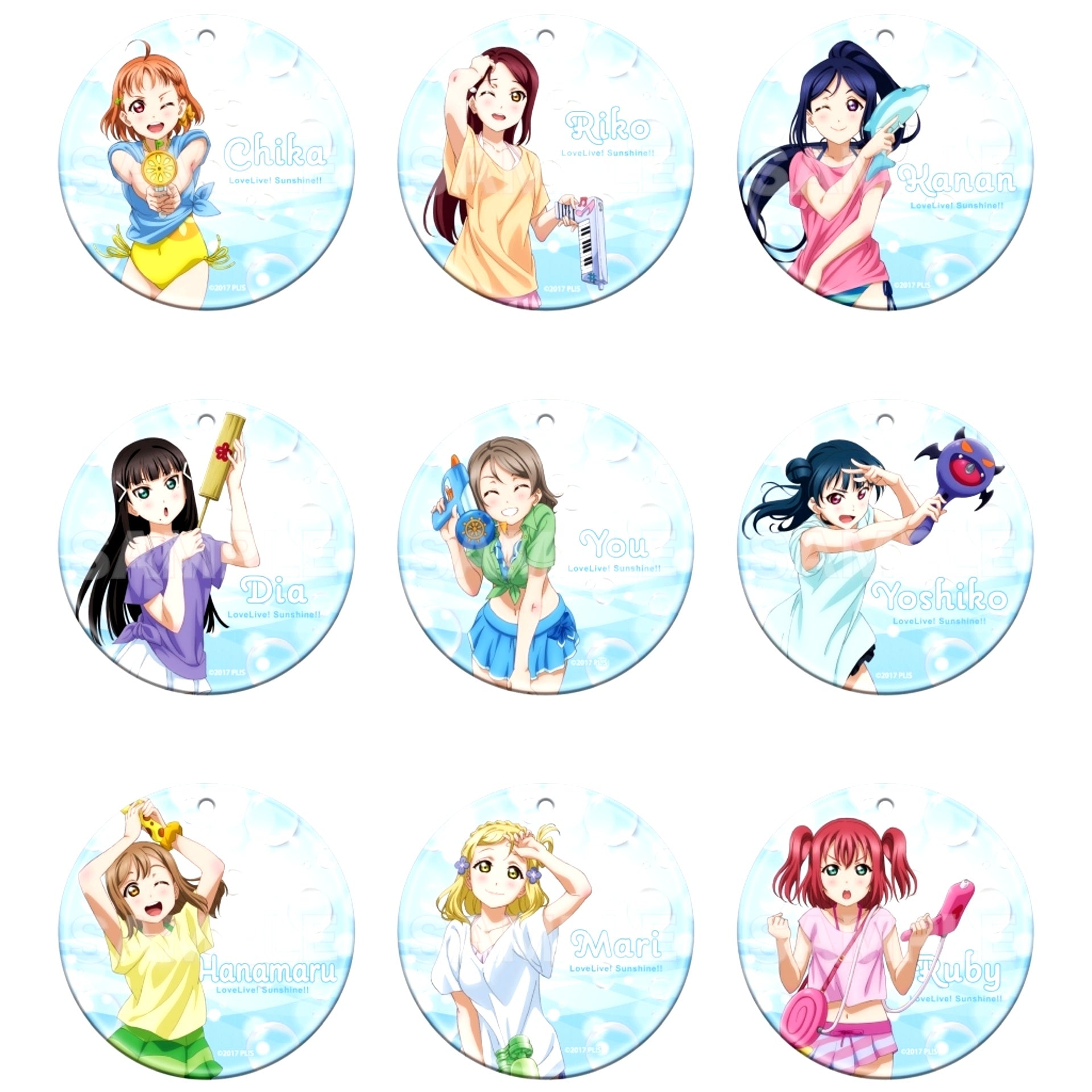 Set of 9 Love Live! Sunshine!! Clear Soft Keychain [USED]