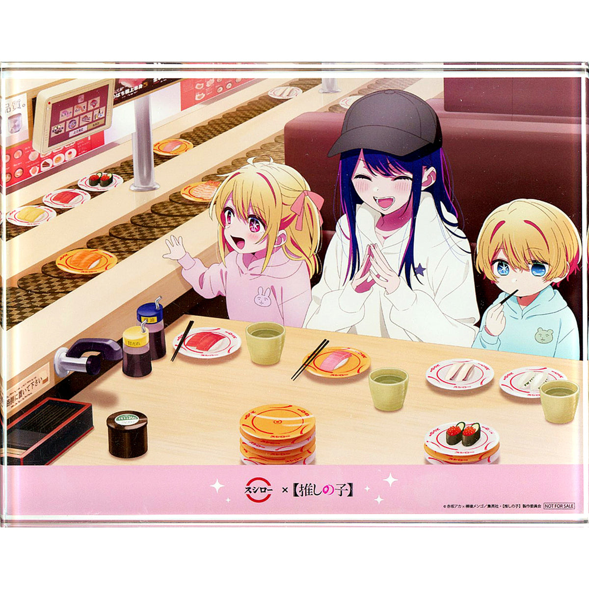 Ruby & Ai Hoshino & Aqua Special Ver. Oshi no Ko x Sushiro Collabo Campaign Winning Prize Acrylic Block [USED]