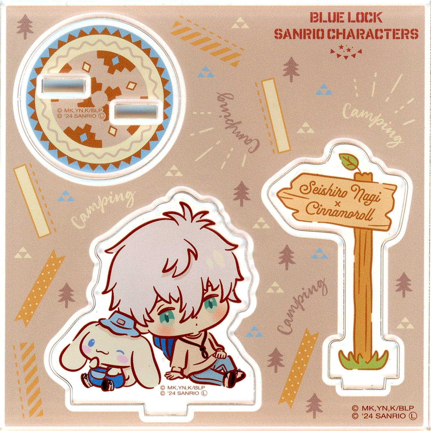 Seishiro Nagi and Cinnamoroll Mini Chara Acrylic Stand Camp Theme BLUELOCK x Sanrio Characters [USED]