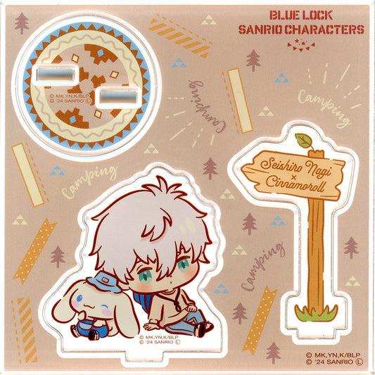 Seishiro Nagi and Cinnamoroll Mini Chara Acrylic Stand Camp Theme BLUELOCK x Sanrio Characters [USED]