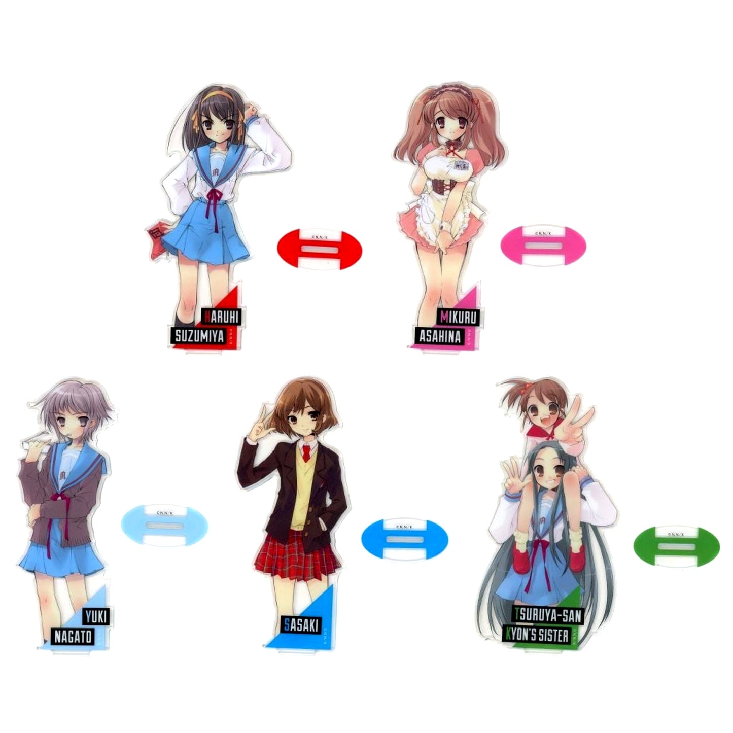 Set of 5 Mini Acrylic Stand DMM Kuji Haruhi Suzumiya Series C Prize [USED]