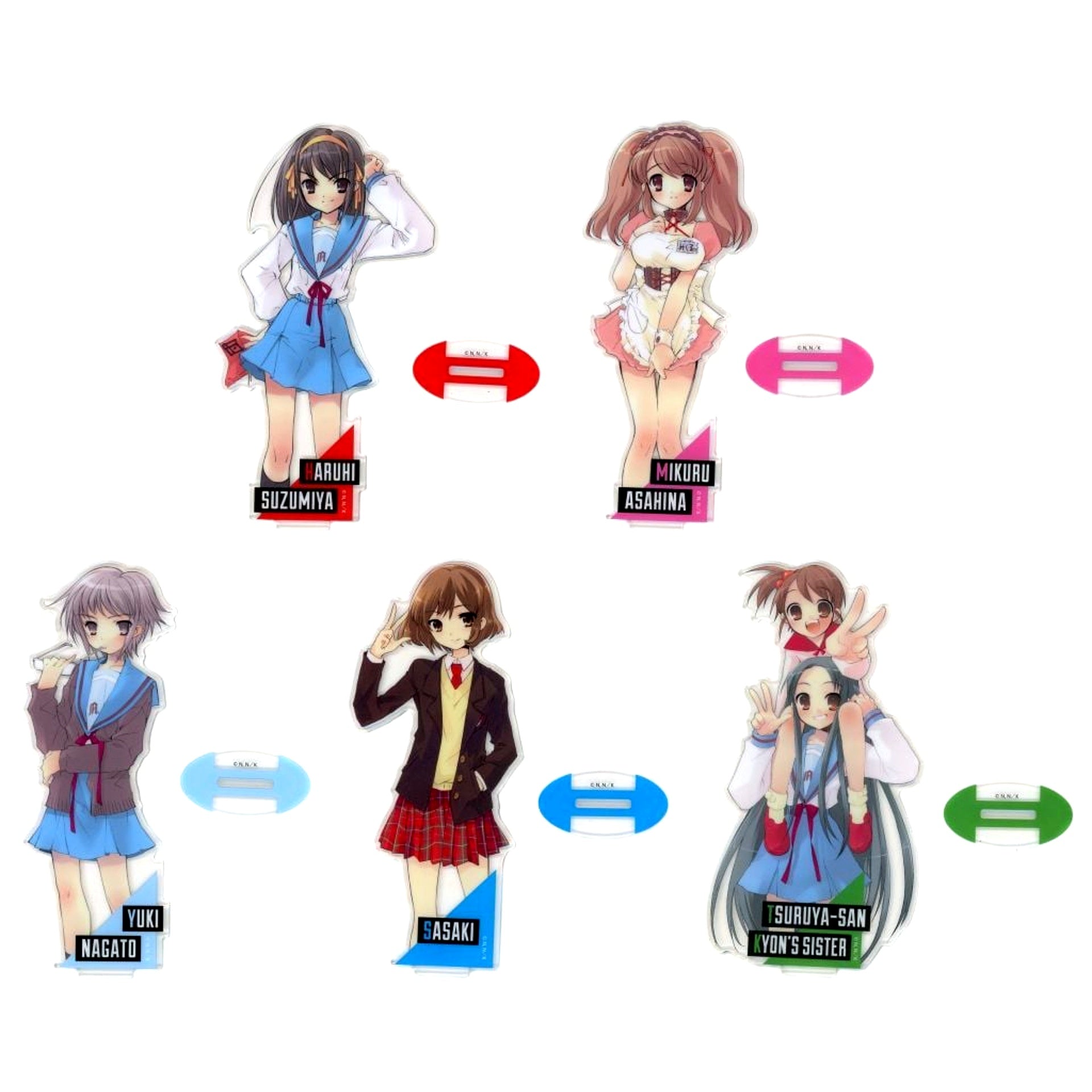 Set of 5 Mini Acrylic Stand DMM Kuji Haruhi Suzumiya Series C Prize [USED]
