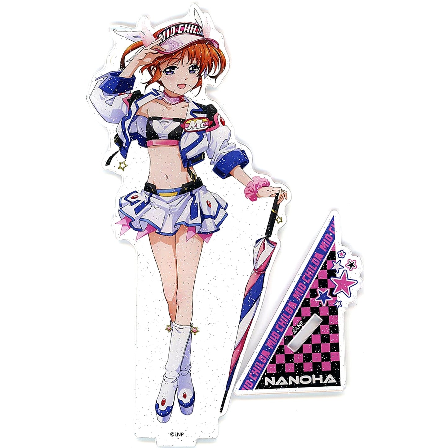 Nanoha Takamachi Illustration BIG Glitter Acrylic Stand Magical Girl Lyrical Nanoha Series [USED]