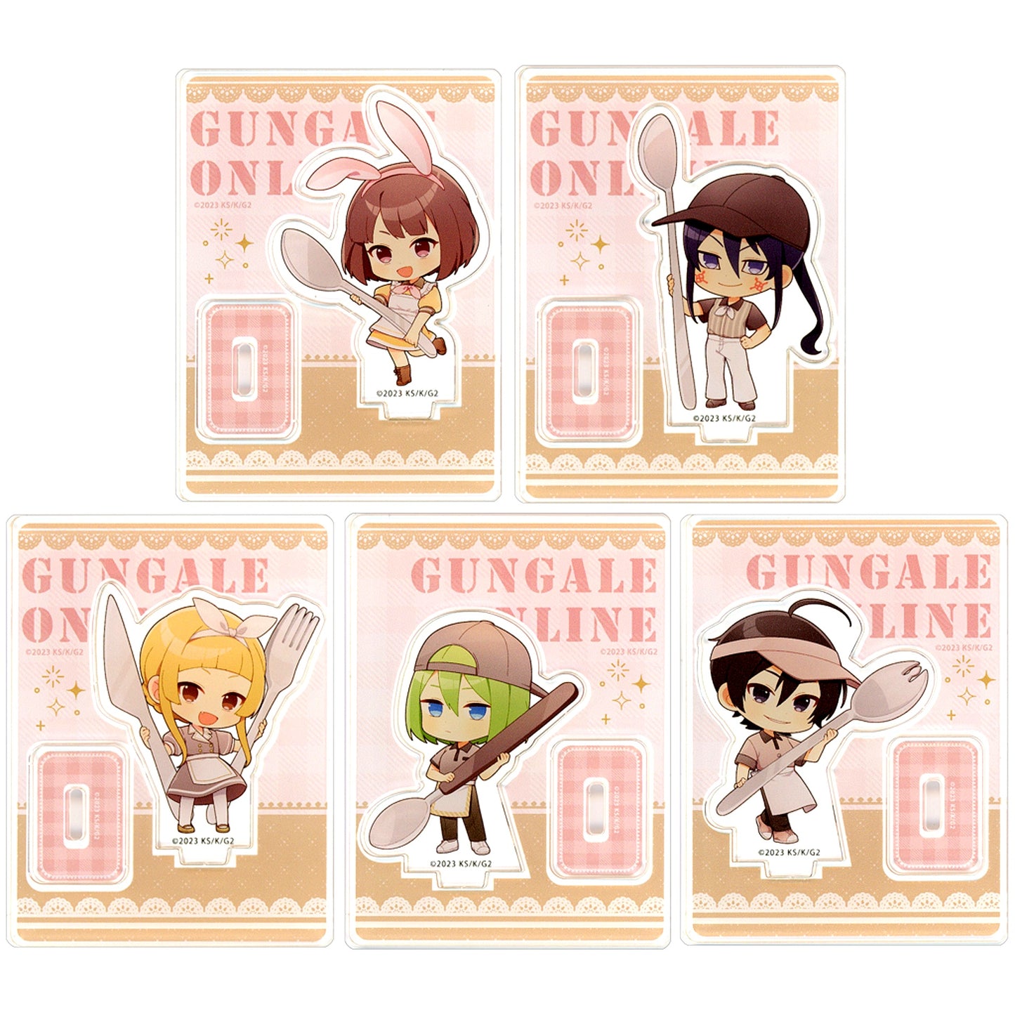 Set of 5 Sword Art Online Alternative Gun Gale Online II x Chugai Grace Cafe Trading Acrylic Stand [USED]
