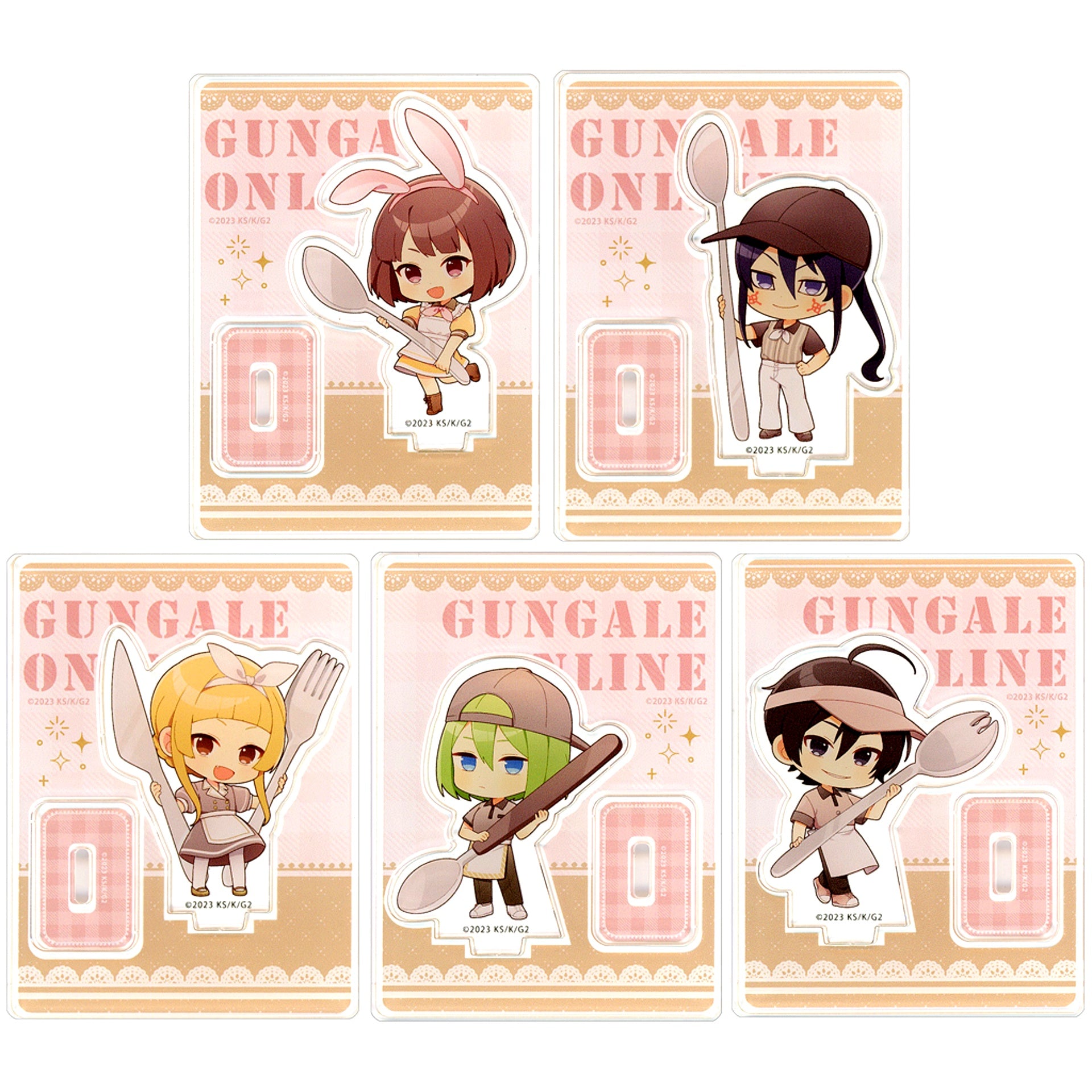 Set of 5 Sword Art Online Alternative Gun Gale Online II x Chugai Grace Cafe Trading Acrylic Stand [USED]