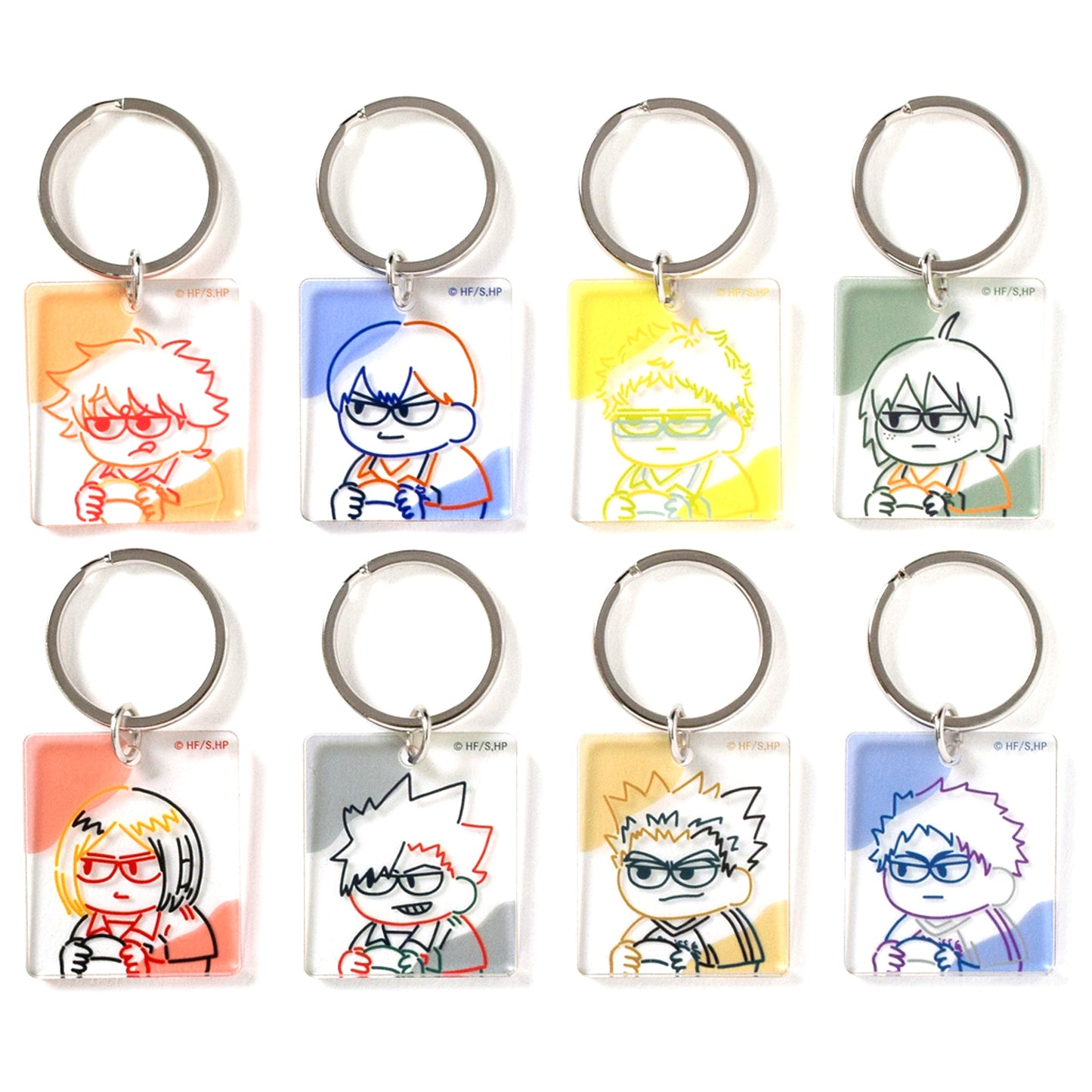 Set of 8 Haikyu!! Jirori Line Art Keychain [USED]