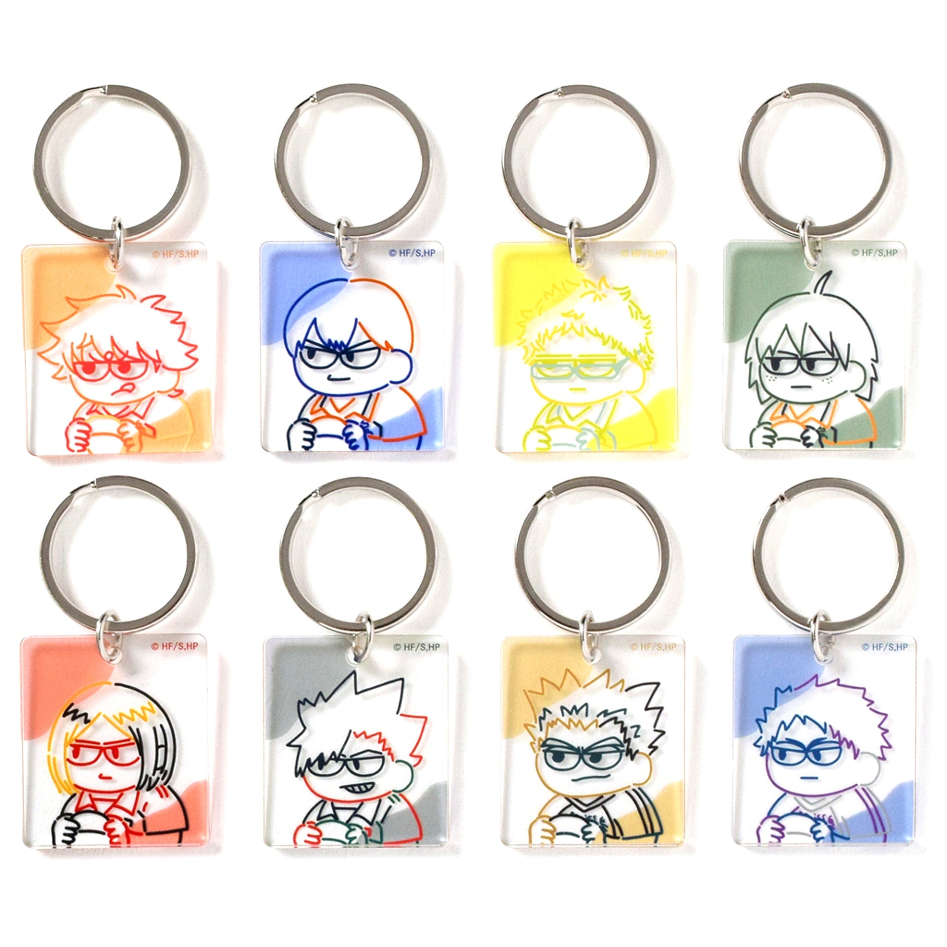 Set of 8 Haikyu!! Jirori Line Art Keychain [USED]