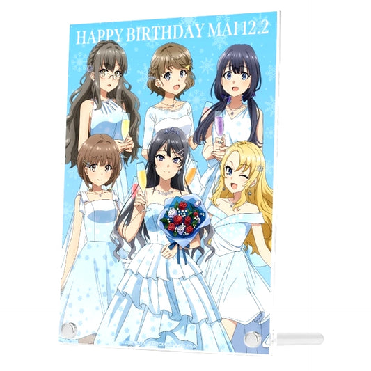 Group Illustration Mai Sakurajima Birthday Ver. A5 Acrylic Panel Rascal Does Not Dream of a Birthday Girl in Animate [USED]