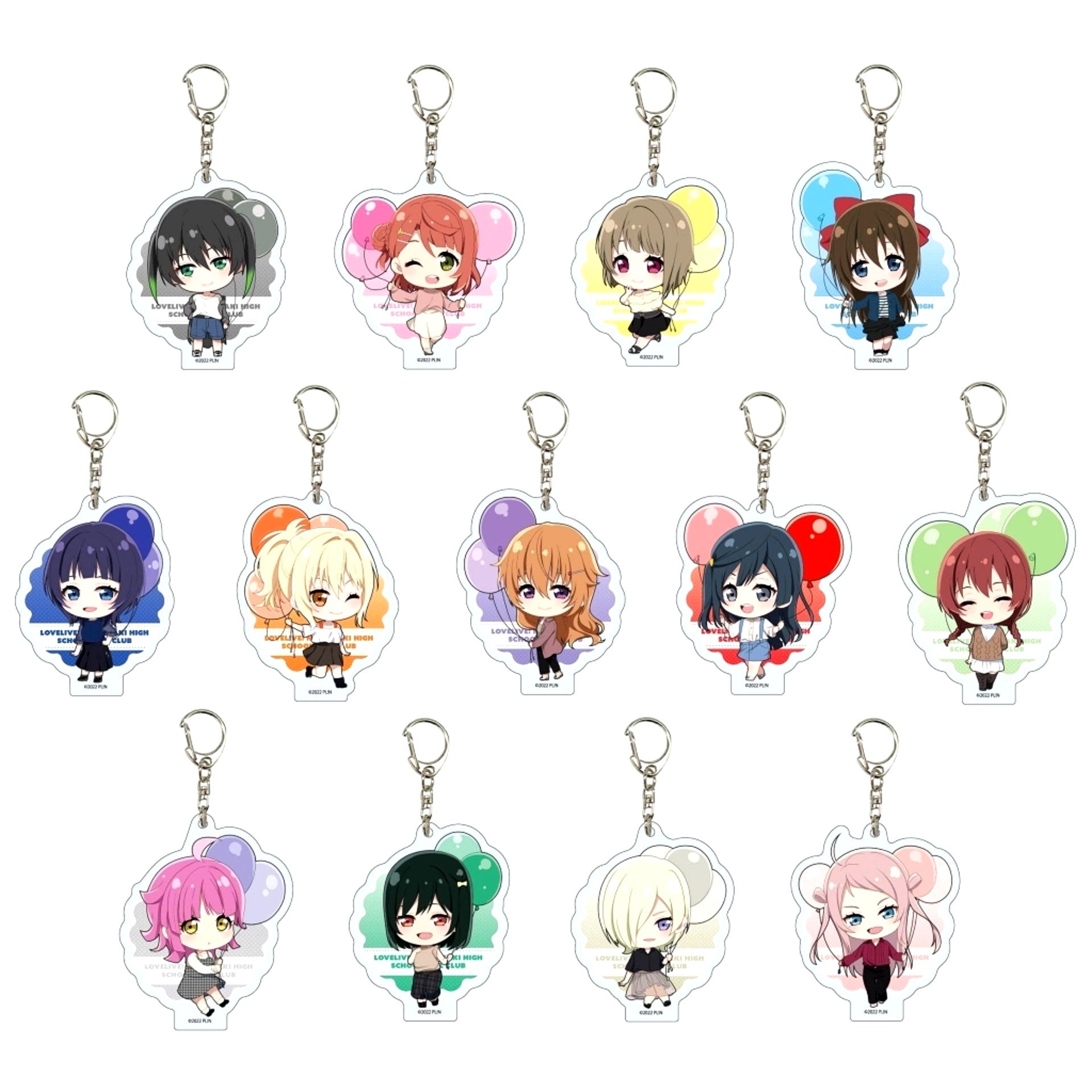 Set of 13 Love Live! Nijigasaki High School Idol Club Autumn Fair in Gamers Acrylic Keychain Outing Ver. [USED]