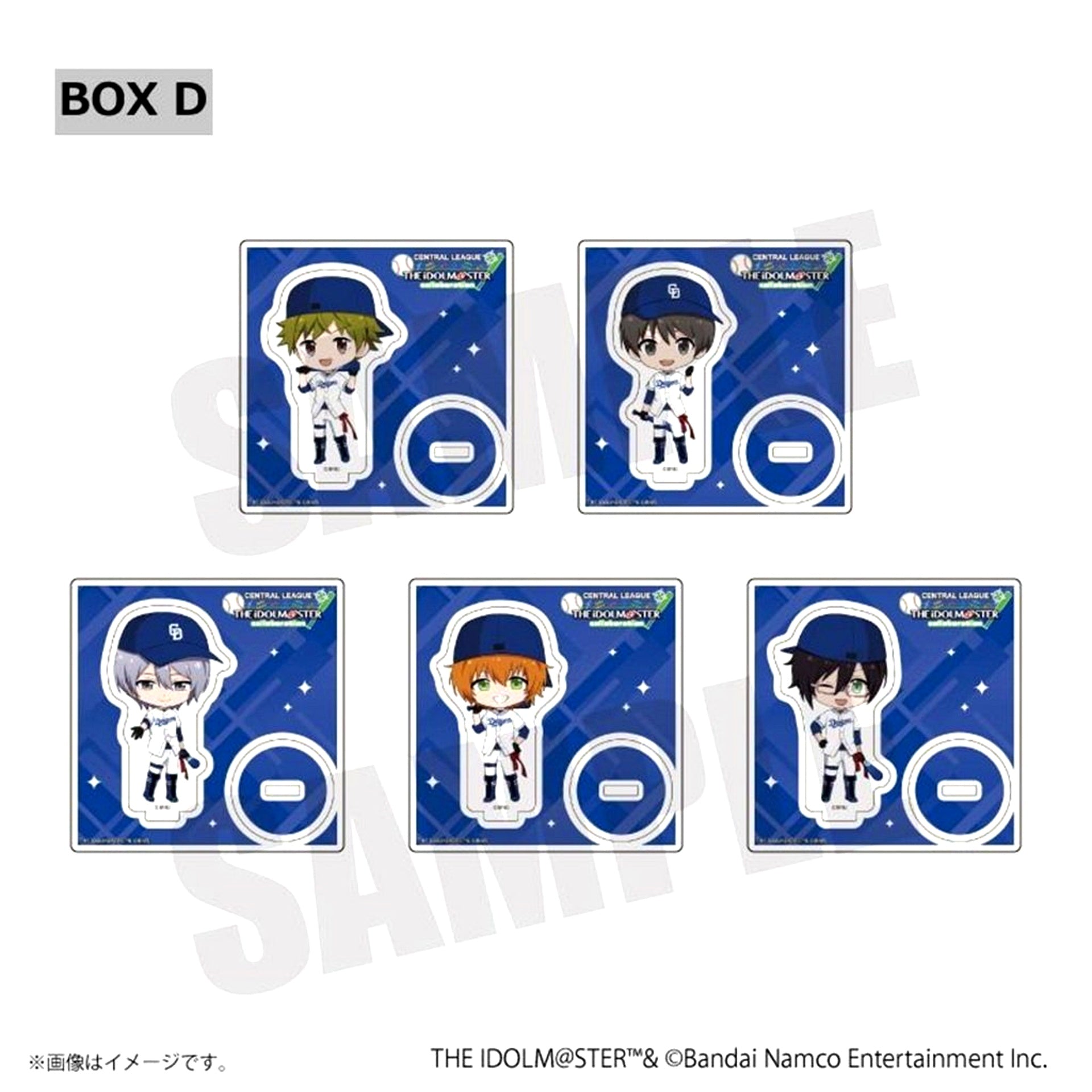 Set of 5 The Idolmaster Series Central League 6 Teams x The Idolmaster Series Mini Character Random Acrylic Mini Stand BOX D [USED]