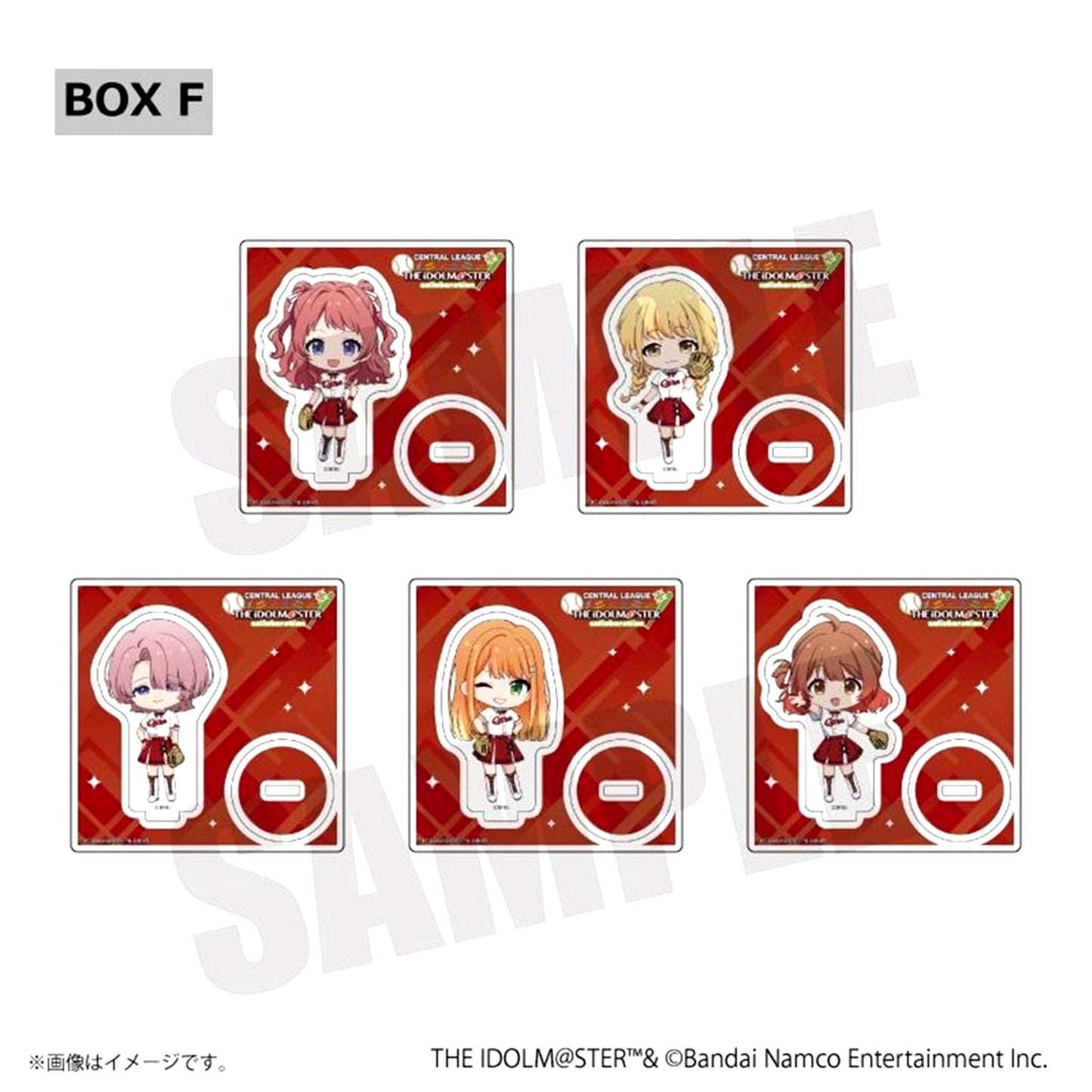 Set of 5 The Idolmaster Series Mini Character Random Acrylic Mini Stand Box F Se-League 6 Baseball Teams [USED]