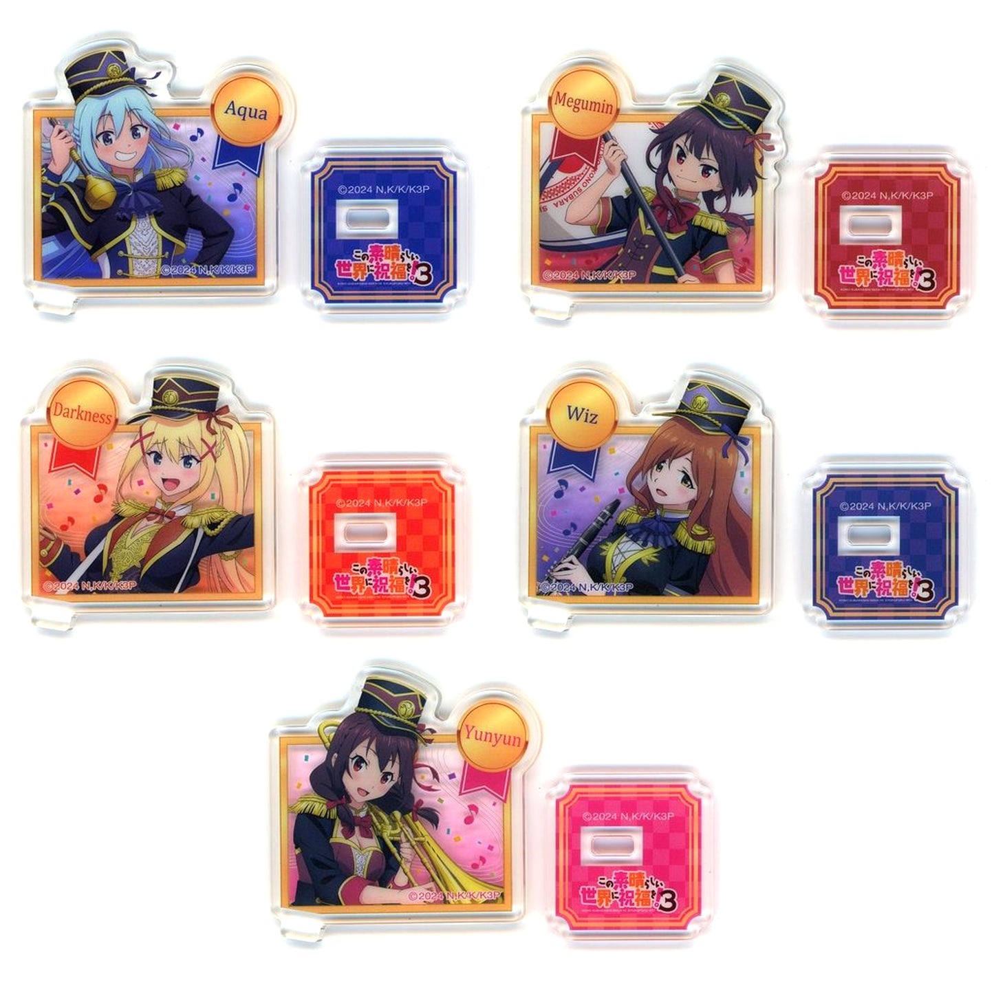 Set of 5 Prize C Mini Acrylic Stand Marching KonoSuba: God's Blessing on this Wonderful World! 3 Dreamy Kuji [USED]