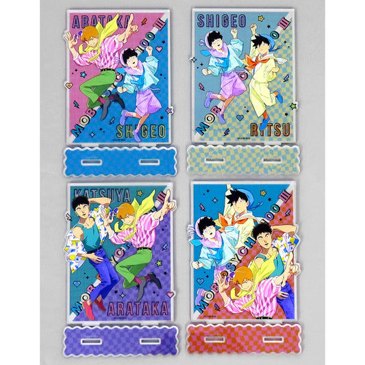 Set of 4 A Prize Big Acrylic Stand Mob Psycho 100 III -80's Retro- Kujimate [USED]