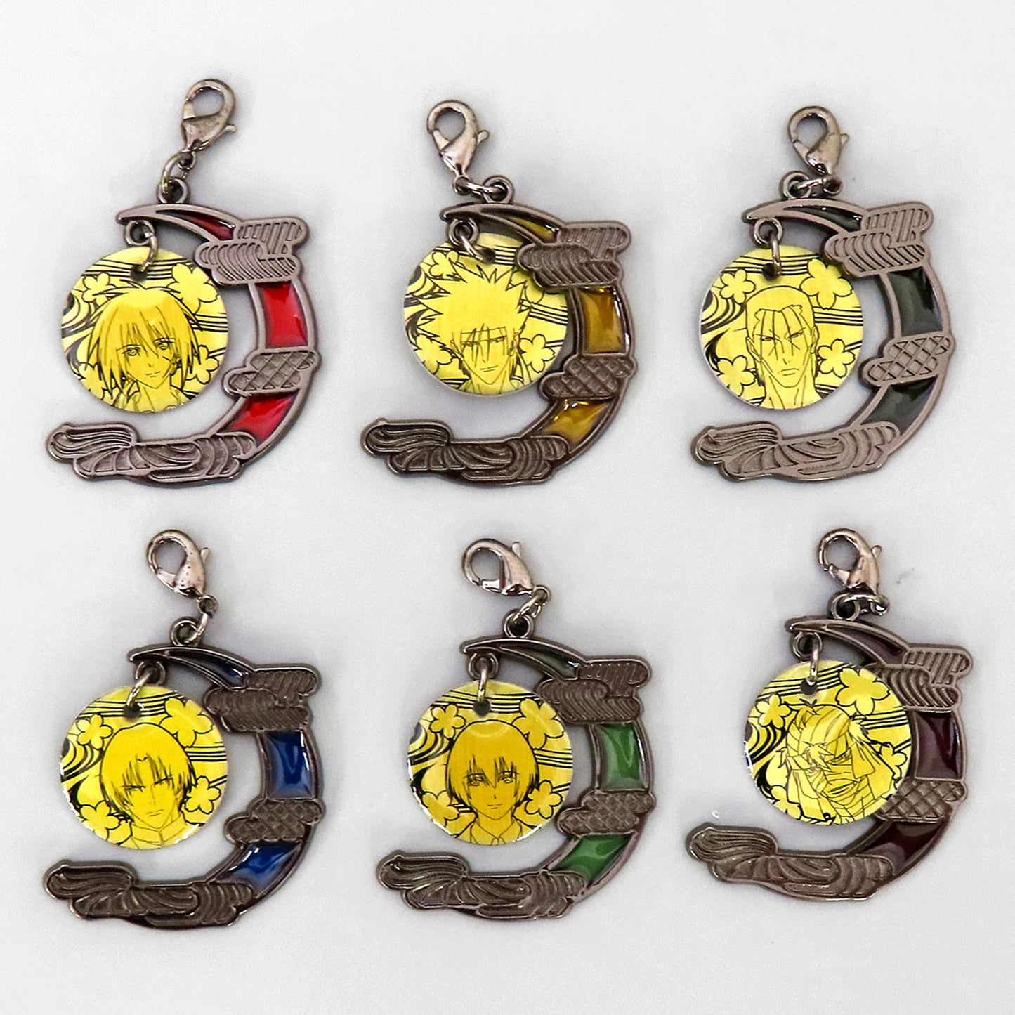 Set of 6 Rurouni Kenshin Meiji Swordsman Romantic Story Metal Charm Collection [USED]
