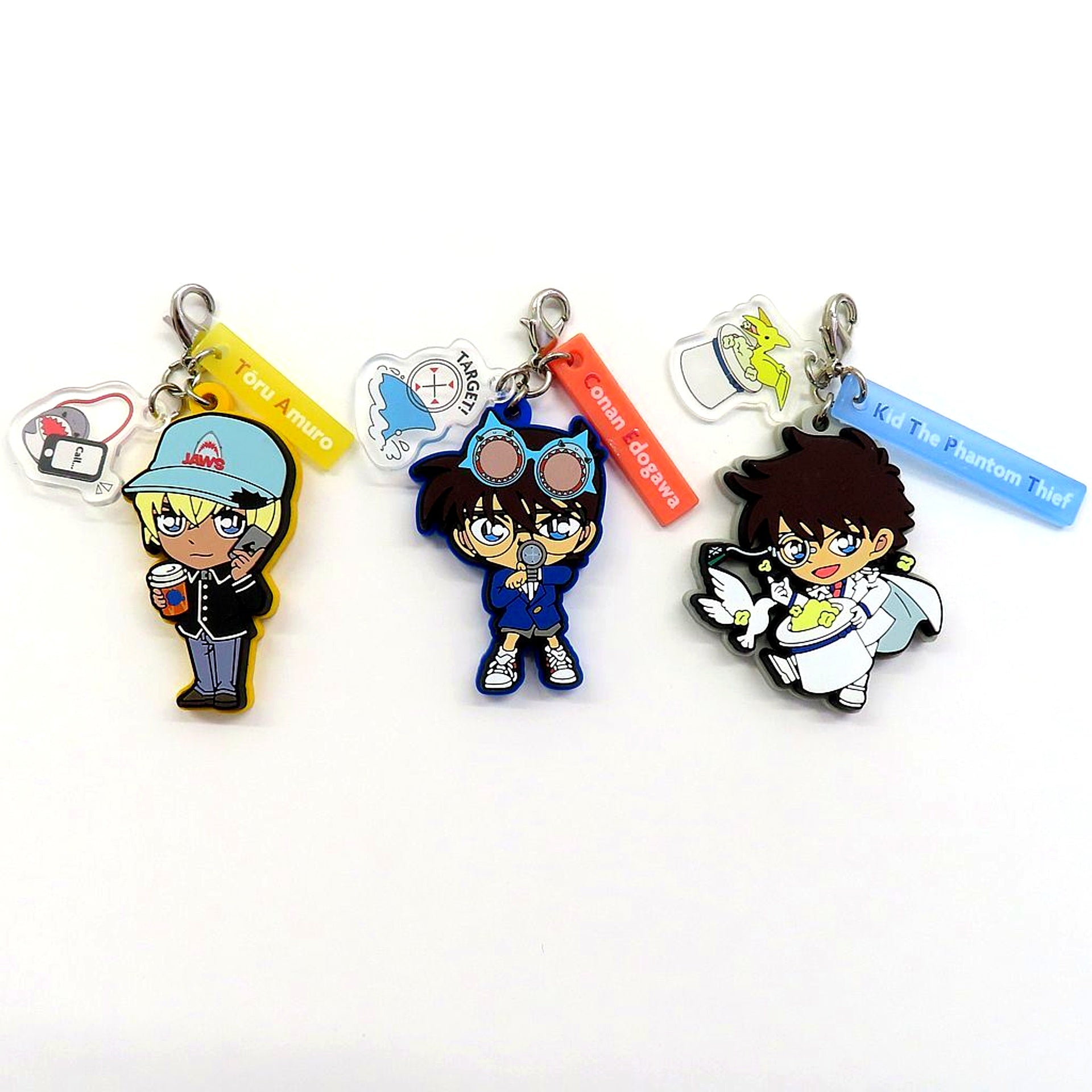 Set of 3 Kaito Kid Conan Edogawa Toru Amuro Detective Conan 4-D Live Show Charm USJ 2024 Ltd [USED]