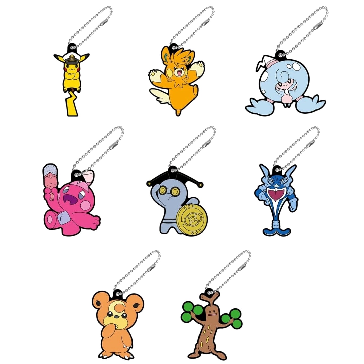 Pokemon Pawmot & Others All 8 Types Set Pokemon Rubber Mascot 26 Keychains [USED]