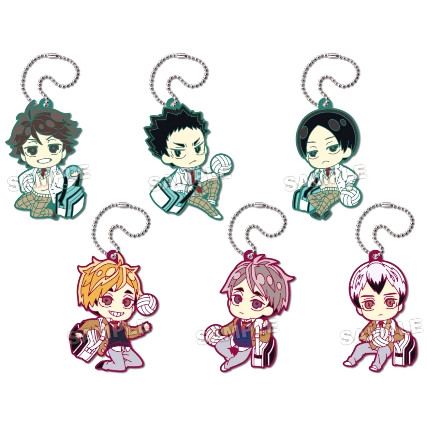 Haikyu!! Defo Rubber Plus Aoba Johsai High School Inarizaki High School Keychain Set of 6 [USED]