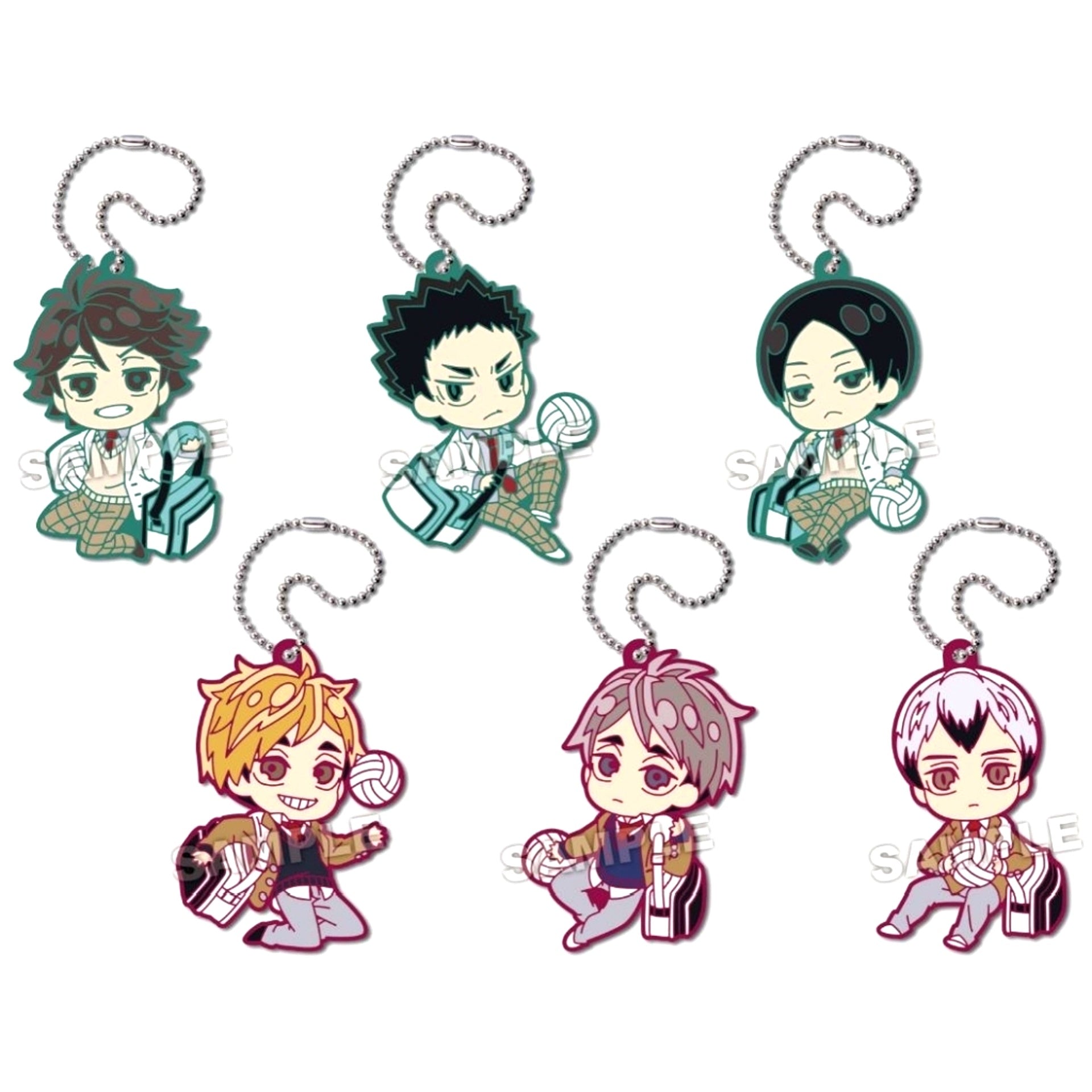 Haikyu!! Defo Rubber Plus Aoba Johsai High School Inarizaki High School Keychain Set of 6 [USED]