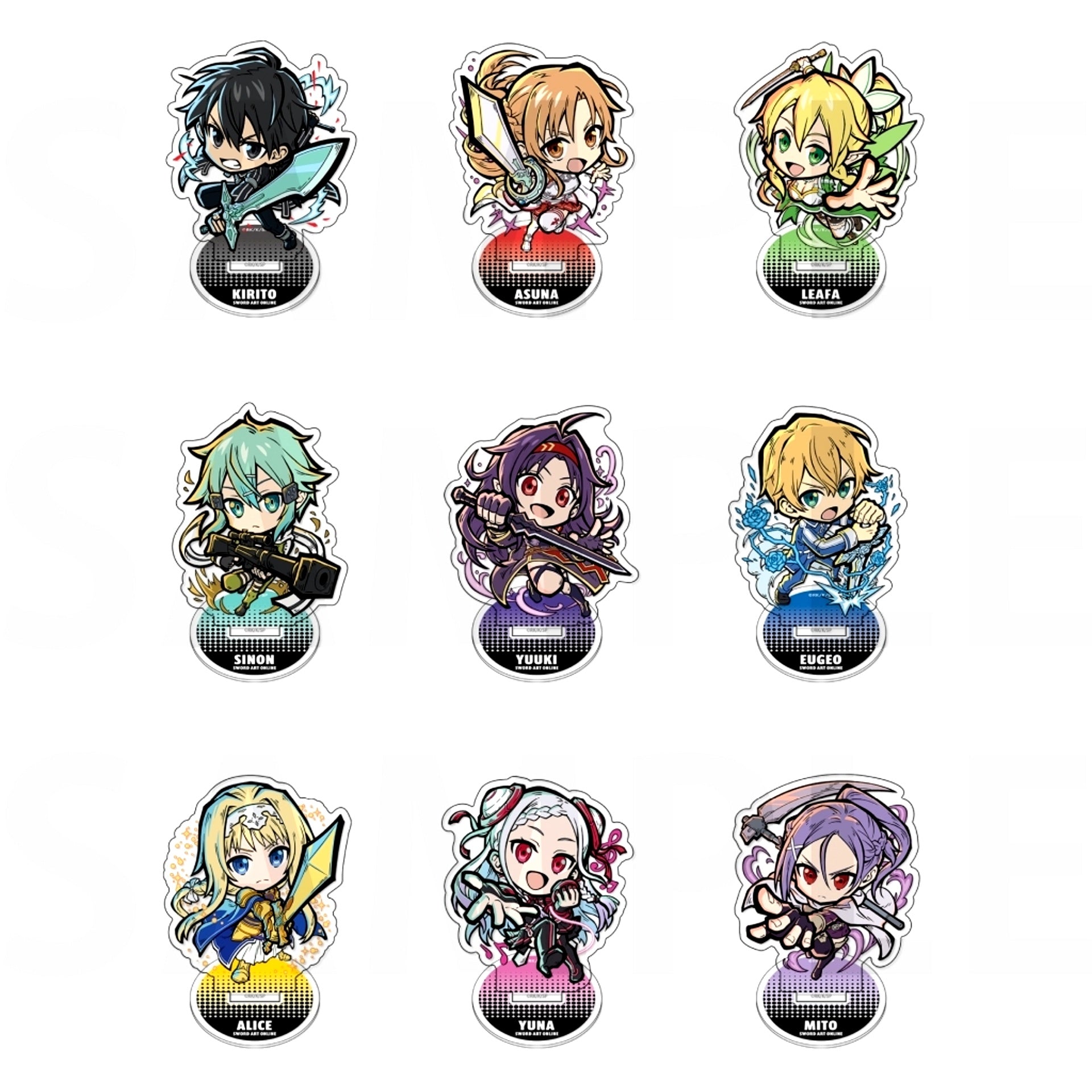 Set of 9 Sword Art Online E-Toon Trading Acrylic Stand [USED]