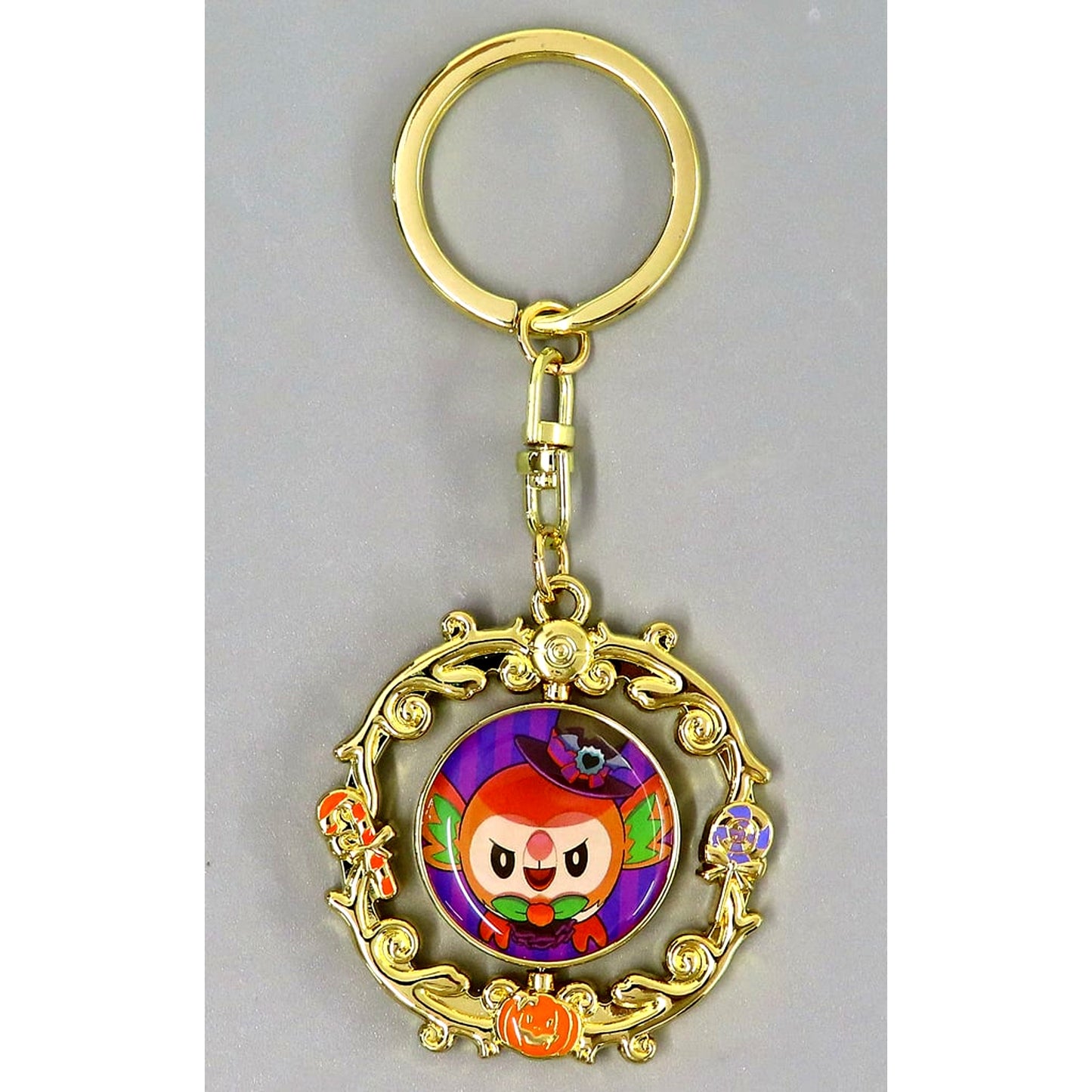 Rowlet Pokemon Rotating Metal Keychain Collection Halloween Trick or trick Pokemon Center Ltd [USED]