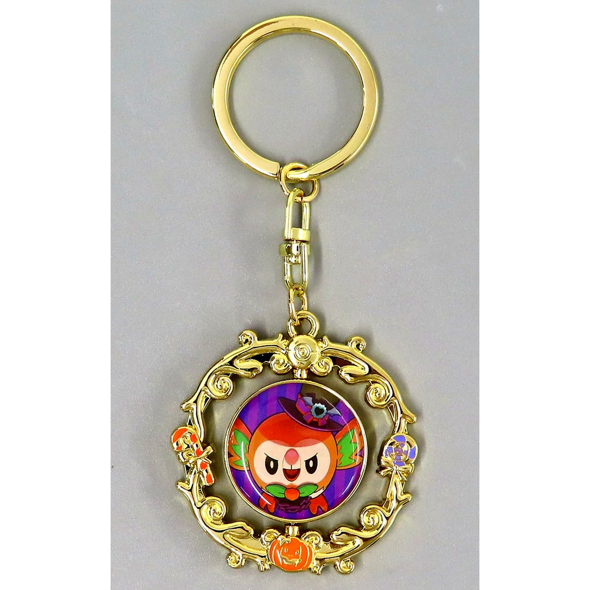Rowlet Pokemon Rotating Metal Keychain Collection Halloween Trick or trick Pokemon Center Ltd [USED]