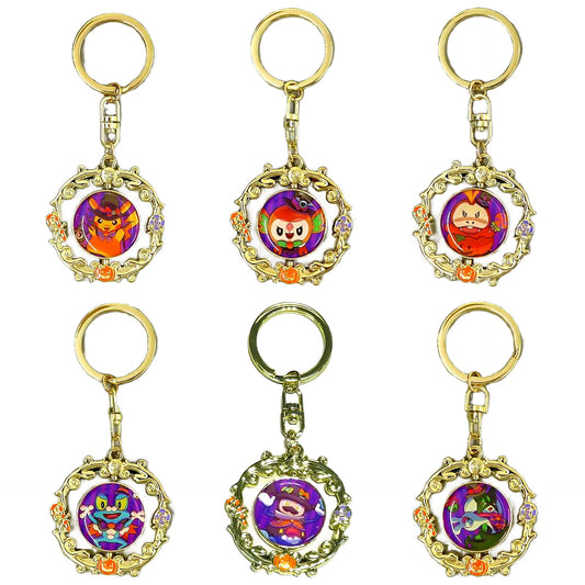 Pikachu & Others Pokemon All 6 Types Set Rotating Metal Keychain Collection Halloween Trick or Trick Pokemon Center Limited [USED]