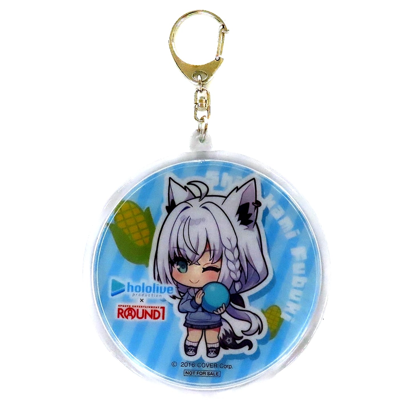 Shirakami Fubuki Hololive x Round 1 Original Acrylic Keychain Mini Character Bonus [USED]