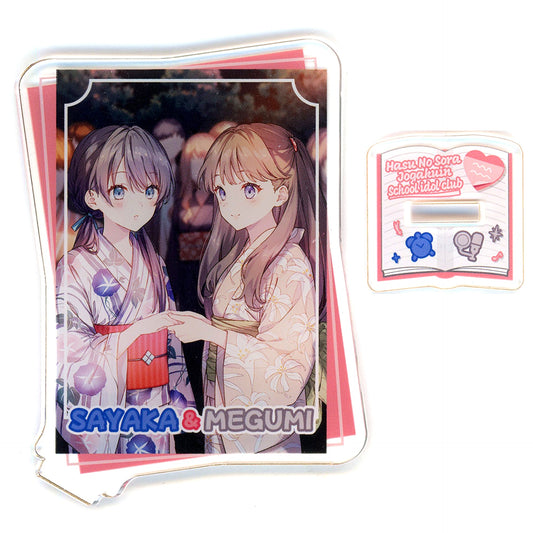 Sayaka Murano & Megumi Fujishima Card Type Acrylic Stand LoveLive!Days Hasunosora LinkGirls GiGO Collaboration Cafe Love Live! Series LoveLive!Days [USED]