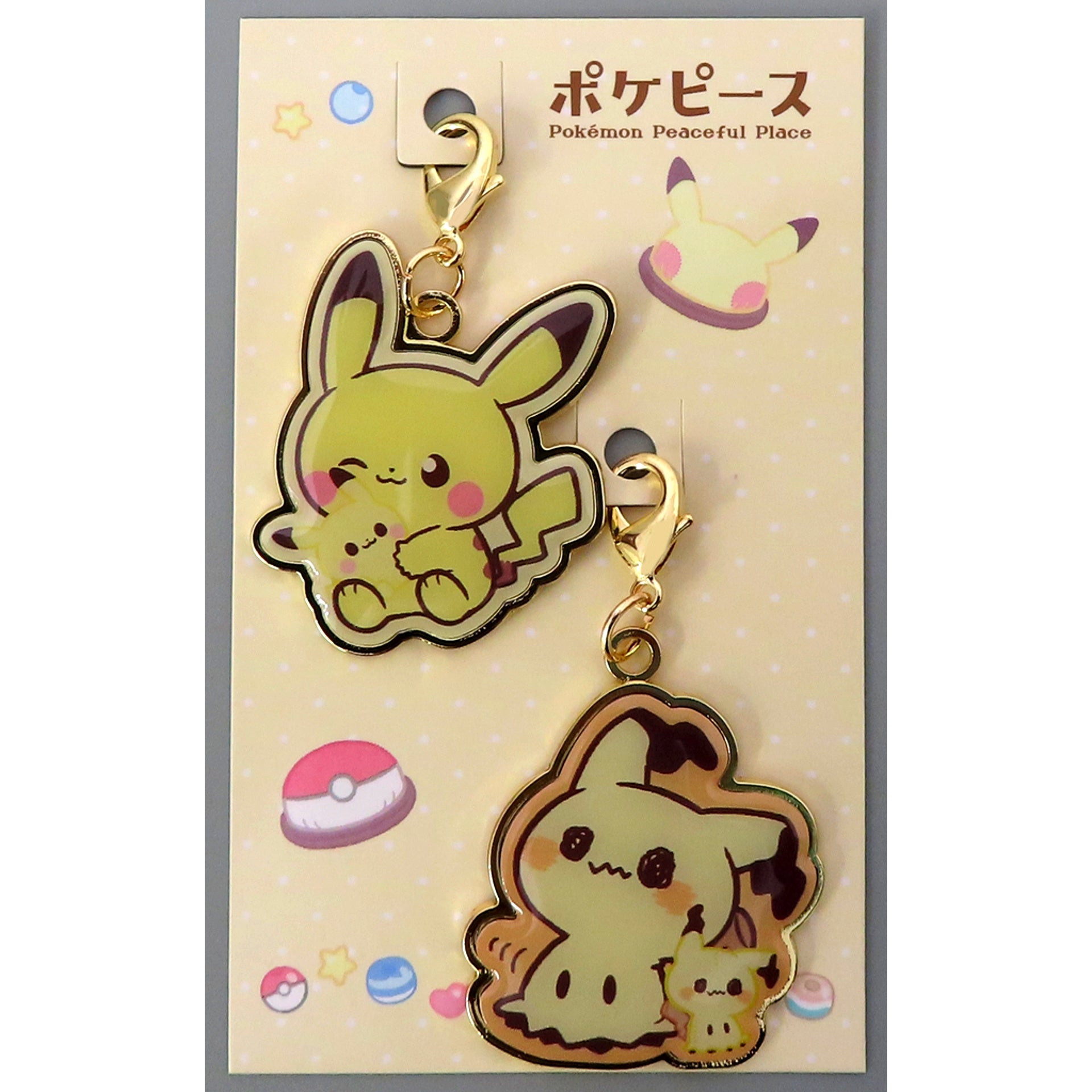 Pikachu & Mimikyu Metal Charm Set Pokepeace Plush Series Pokemon [USED]