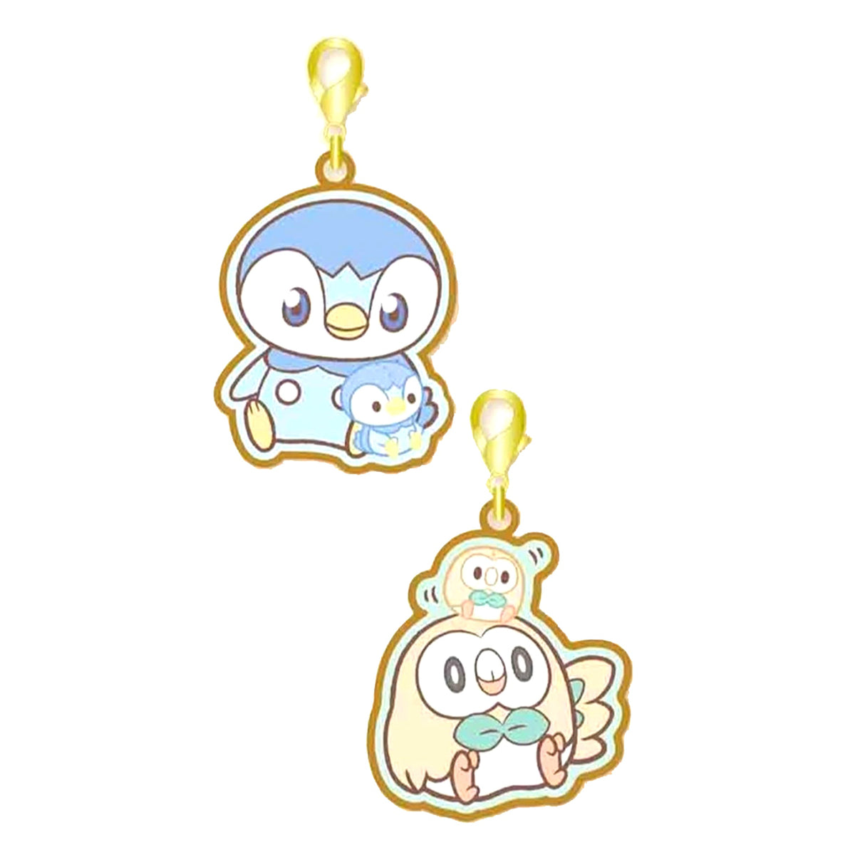 Piplup & Rowlet Pokemon Metal Charm Set Pokepeace Plush Series [USED]