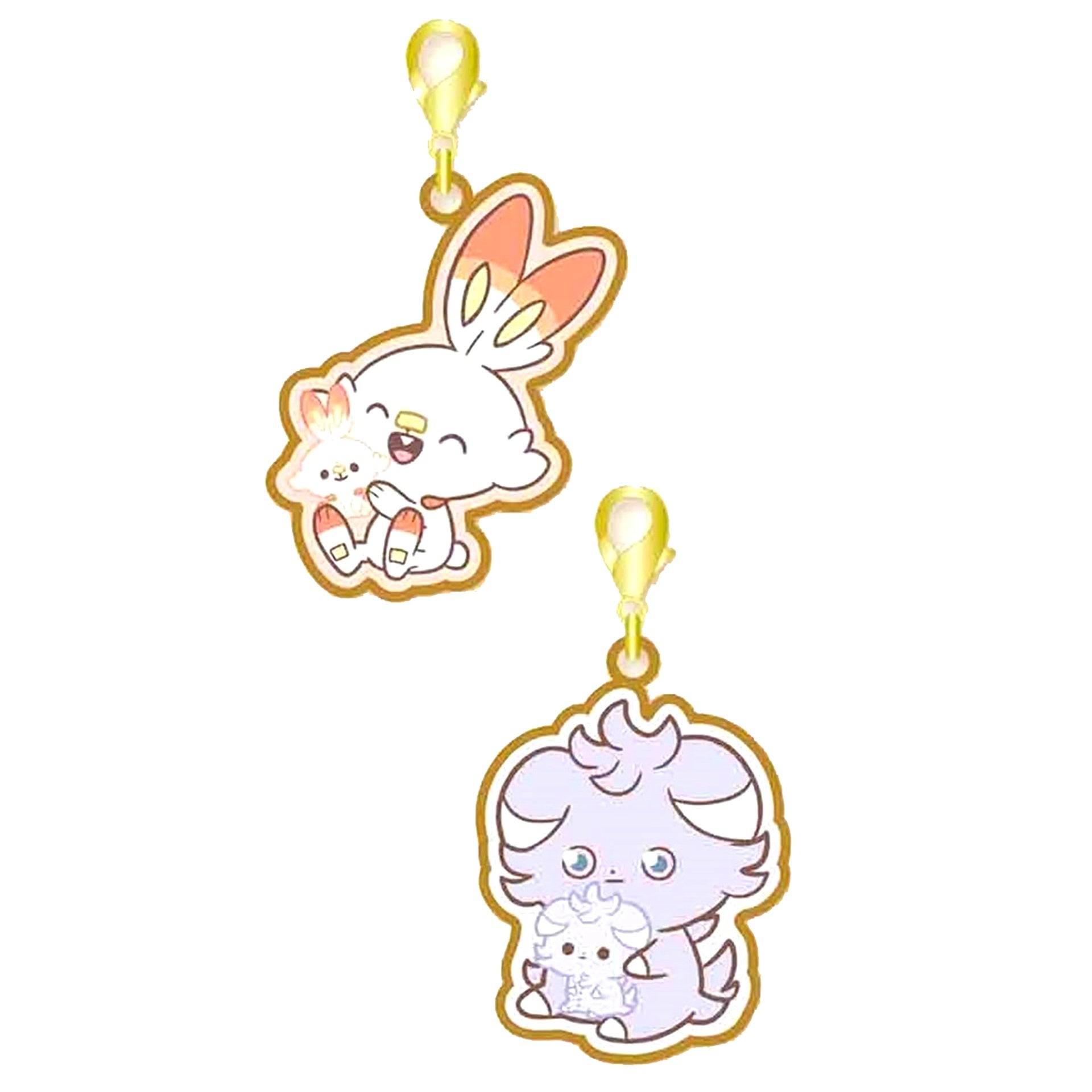 Scorbunny & Espurr Metal Charm Set Pokepeace Plush Series Pokemon [USED]