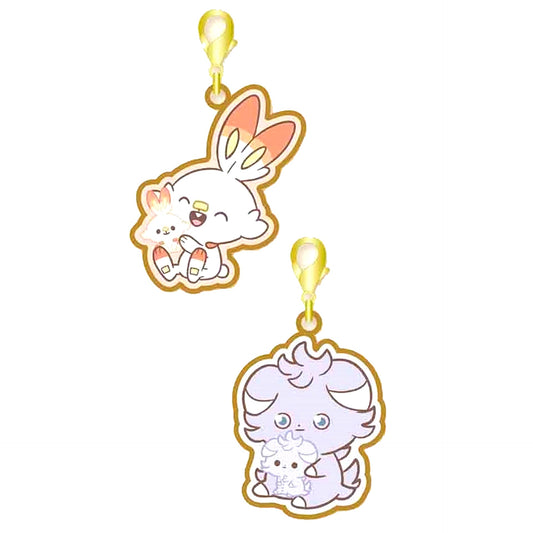 Scorbunny & Espurr Metal Charm Set Pokepeace Plush Series Pokemon [USED]